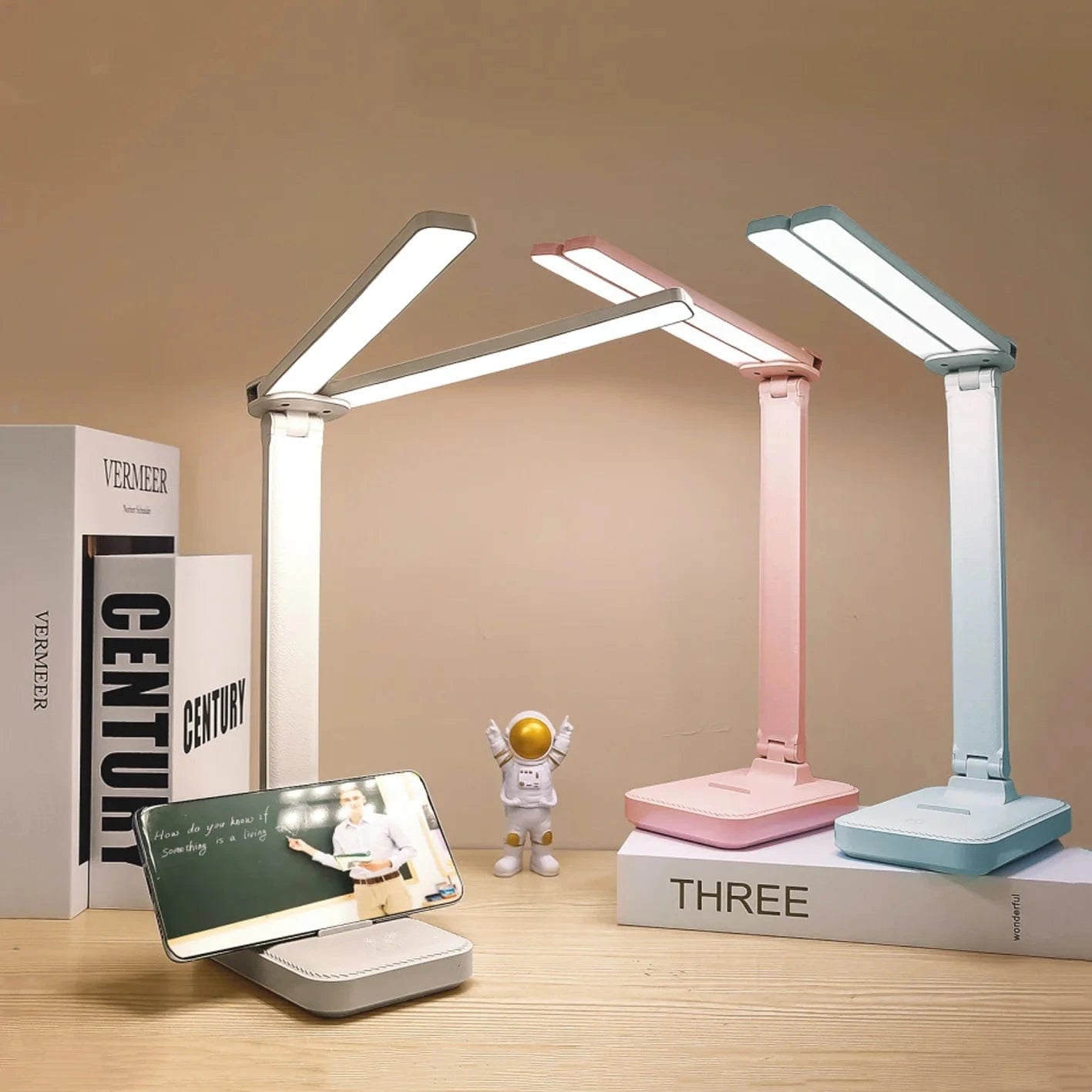 lampe de bureau design industriel rose