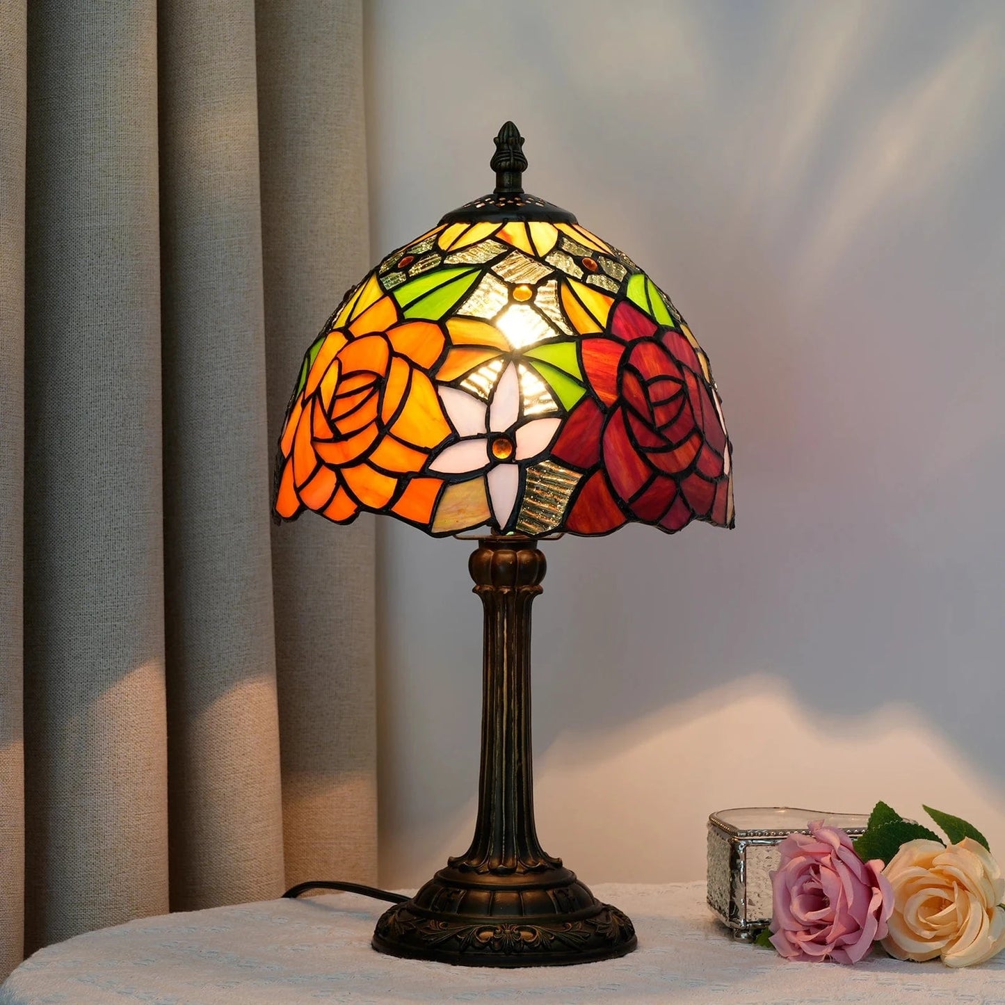 lampe de bureau tiffany Double rose